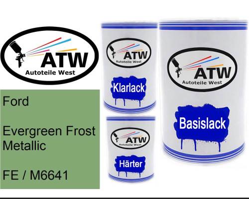 Ford, Evergreen Frost Metallic, FE / M6641: 500ml Lackdose + 500ml Klarlack + 250ml Härter - Set, von ATW Autoteile West.